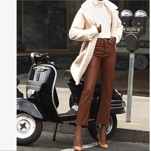 Express Straight Super High Waisted Vegan Leather Cropped Straight Pant Size 0